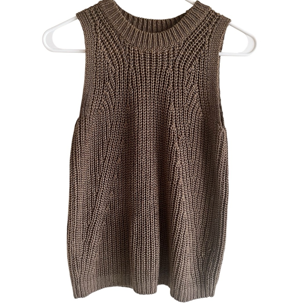 Brown Sweater Tank Knit Loft Small Summer Spring